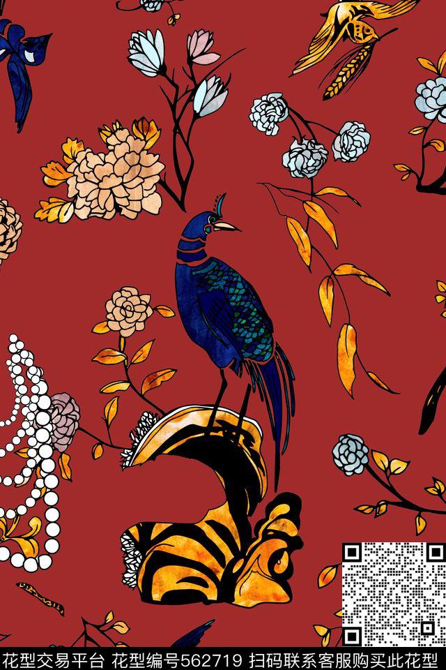 服装复古花卉数码印花华亿平台下载（图片编号: 562719） - 瓦栏（Walan）