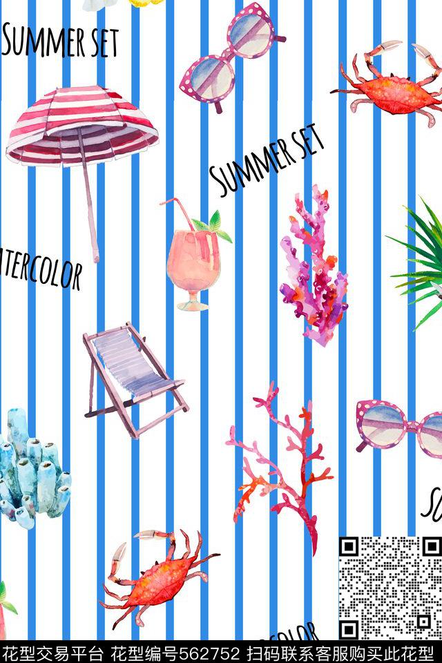 手绘欧美水彩时尚线条春夏时装周花卉珊瑚杜嘉班纳DG鹦鹉螃蟹遮阳伞躺椅几何女装连衣裙礼服泳装衬衫外套短裙E【动物昆虫】数码印花华亿平台下载（图片编号: 562752） - 瓦栏（Walan）