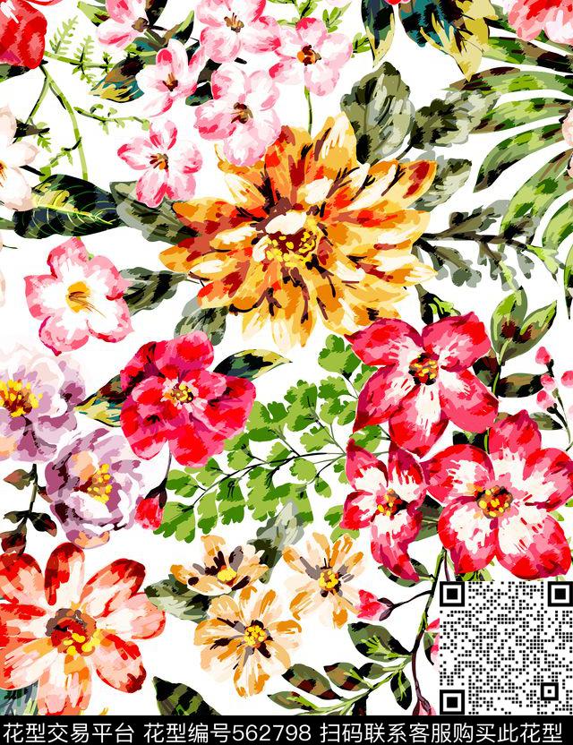 暗豹纹流行色花卉流行时尚花卉个性休闲传统印花华亿平台下载（图片编号: 562798） - 瓦栏（Walan）