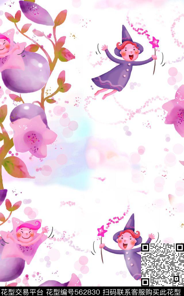 卡通人物漫画飞翔的天使数码印花华亿平台下载（图片编号: 562830） - 瓦栏（Walan）