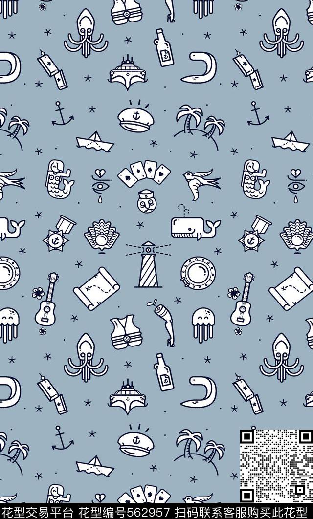 时尚潮流简洁男装航海风男装传统印花华亿平台下载（图片编号: 562957） - 瓦栏（Walan）