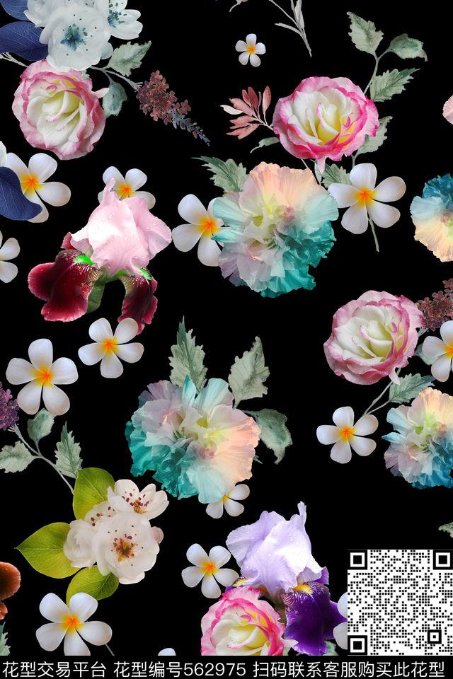 花卉纯色底小花数码印花华亿平台下载（图片编号: 562975） - 瓦栏（Walan）