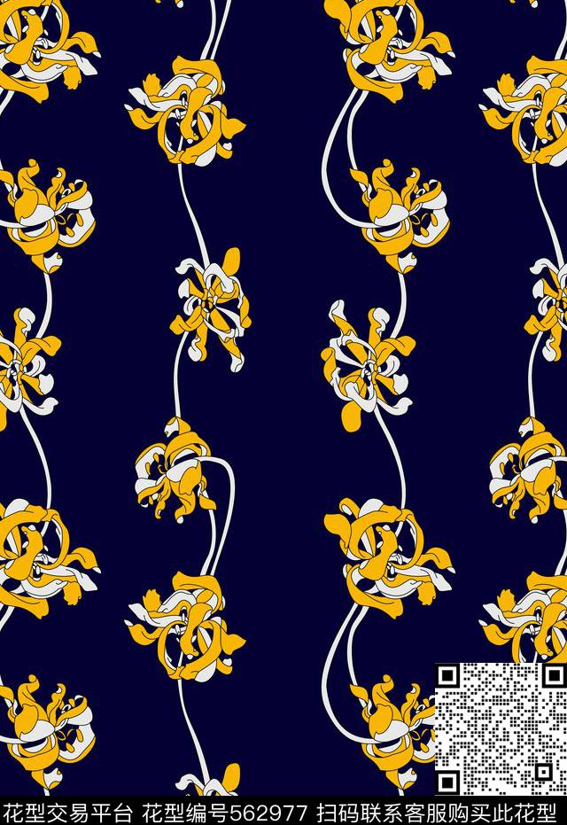 纯色底花卉简约传统印花华亿平台下载（图片编号: 562977） - 瓦栏（Walan）