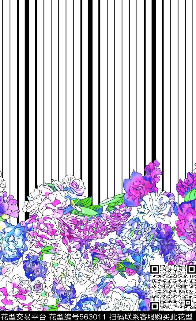 抽象花卉古典花卉几何条子传统印花华亿平台下载（图片编号: 563011） - 瓦栏（Walan）