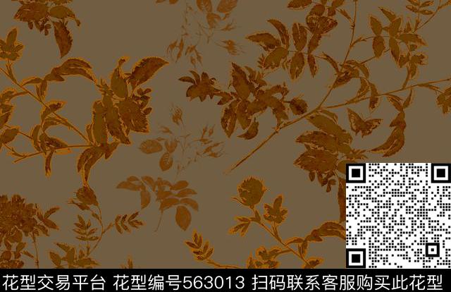 手绘花卉、月季手写传统印花华亿平台下载（图片编号: 563013） - 瓦栏（Walan）