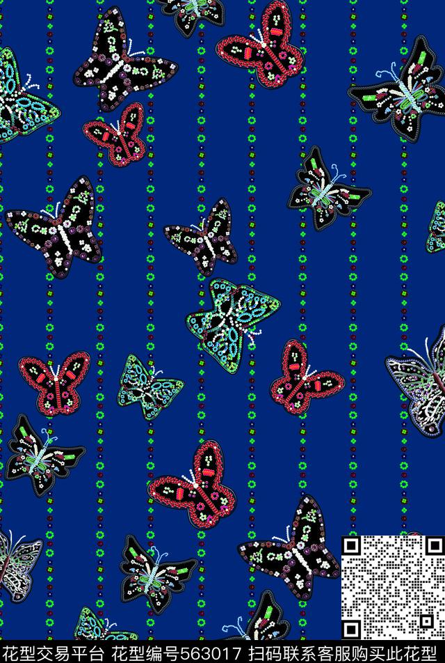 抽象花卉珍珠蝴蝶几何数码印花华亿平台下载（图片编号: 563017） - 瓦栏（Walan）