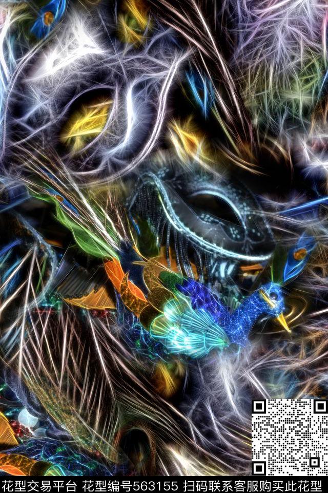 抽象炫彩分形数码印花华亿平台下载（图片编号: 563155） - 瓦栏（Walan）