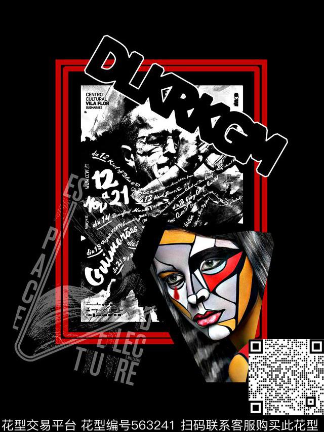 抽象男装图案人物肖像男装衬衫图案数码印花华亿平台下载（图片编号: 563241） - 瓦栏（Walan）