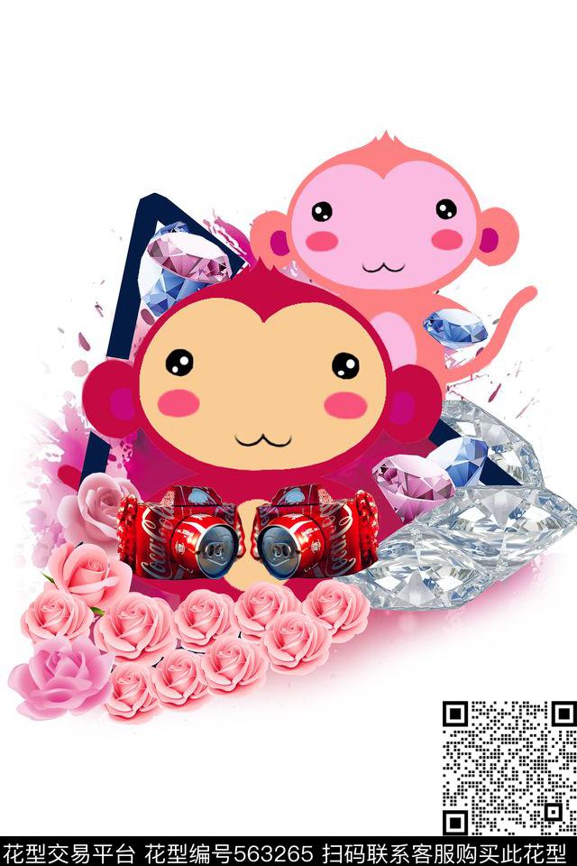 卡通动物潮流数码印花华亿平台下载（图片编号: 563265） - 瓦栏（Walan）