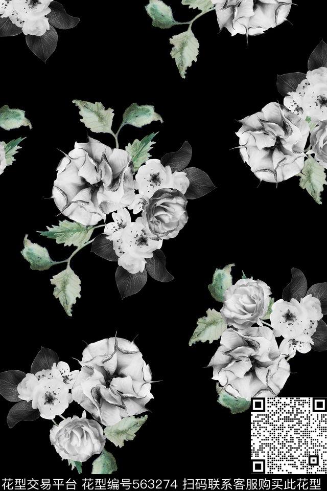 花卉纯色底复古数码印花华亿平台下载（图片编号: 563274） - 瓦栏（Walan）