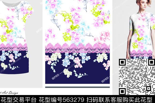 花卉定位蕾丝数码印花华亿平台下载（图片编号: 563279） - 瓦栏（Walan）