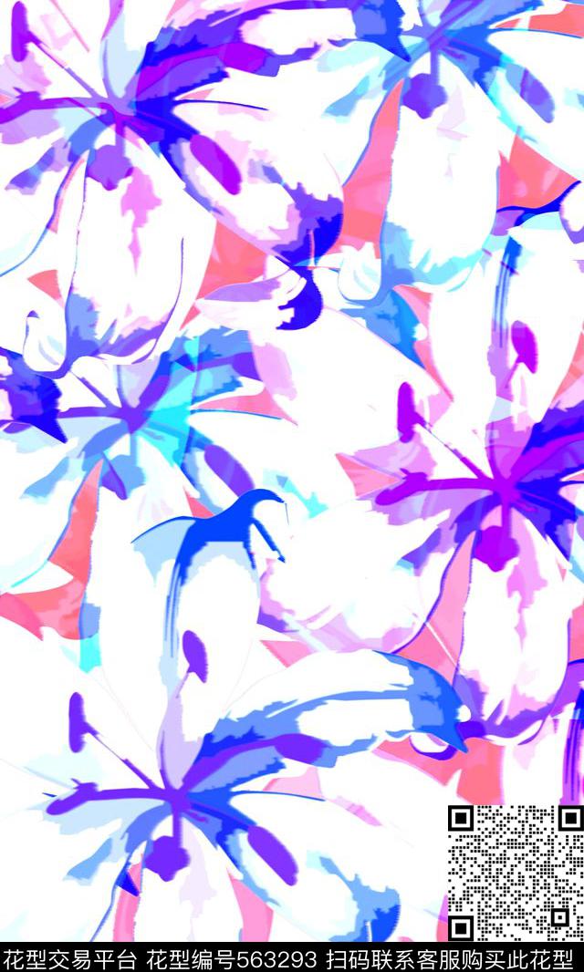 写意抽象水彩风格花卉水彩风格传统印花华亿平台下载（图片编号: 563293） - 瓦栏（Walan）