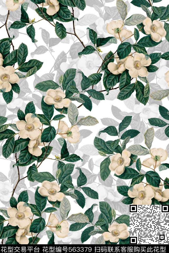 复古花卉服装数码印花华亿平台下载（图片编号: 563379） - 瓦栏（Walan）