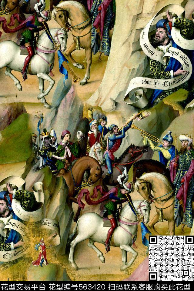 欧式壁画人物数码印花华亿平台下载（图片编号: 563420） - 瓦栏（Walan）