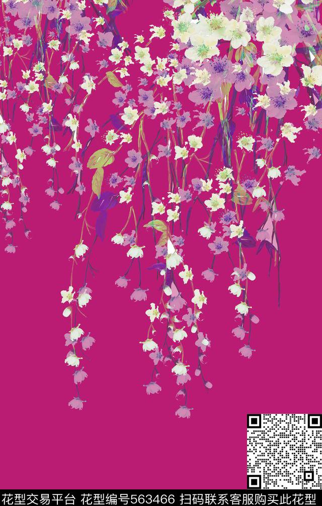 花卉满天星时尚数码印花华亿平台下载（图片编号: 563466） - 瓦栏（Walan）
