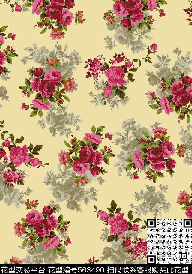 花朵女装沙发布数码印花华亿平台下载（图片编号: 563490） - 瓦栏（Walan）