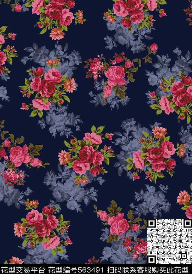 花朵女装沙发布数码印花华亿平台下载（图片编号: 563491） - 瓦栏（Walan）