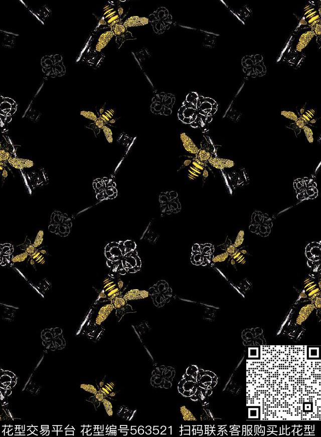 金属钥匙复古男装图案趣味小动物图案数码印花华亿平台下载（图片编号: 563521） - 瓦栏（Walan）