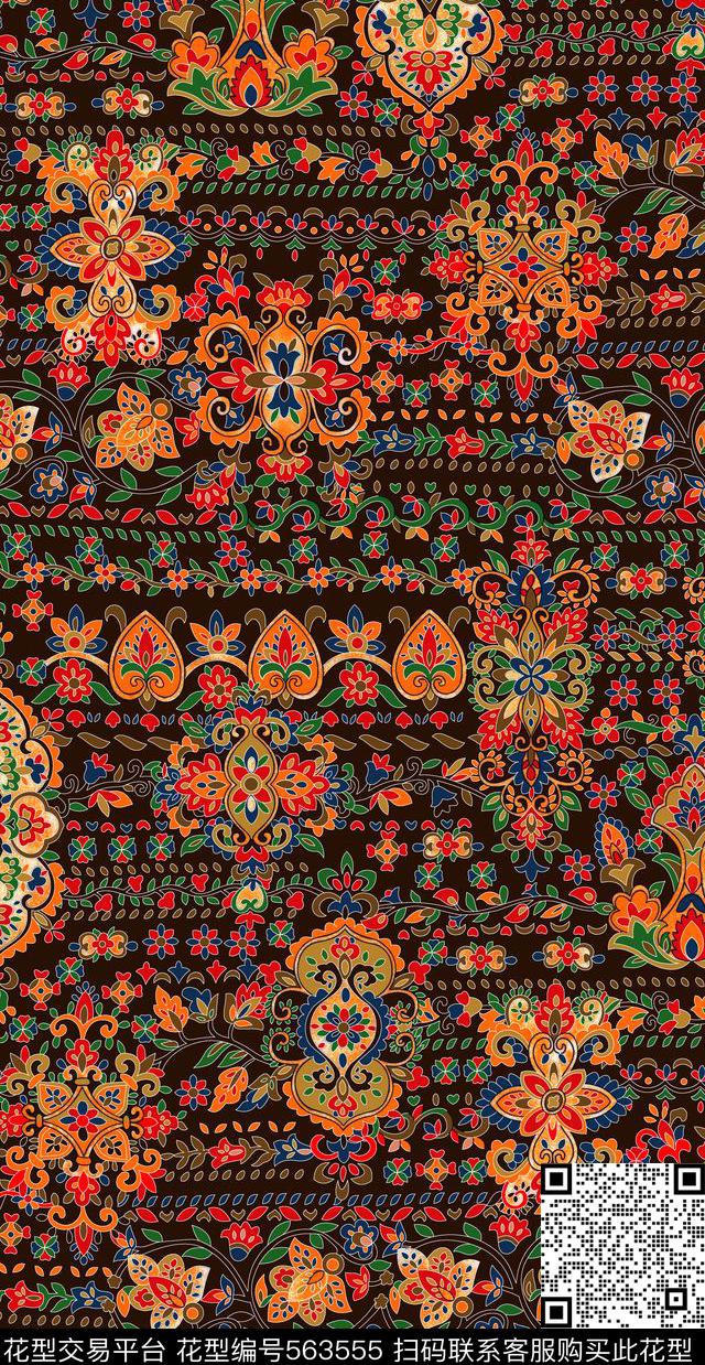 腰果抽象花卉小翠花传统印花华亿平台下载（图片编号: 563555） - 瓦栏（Walan）