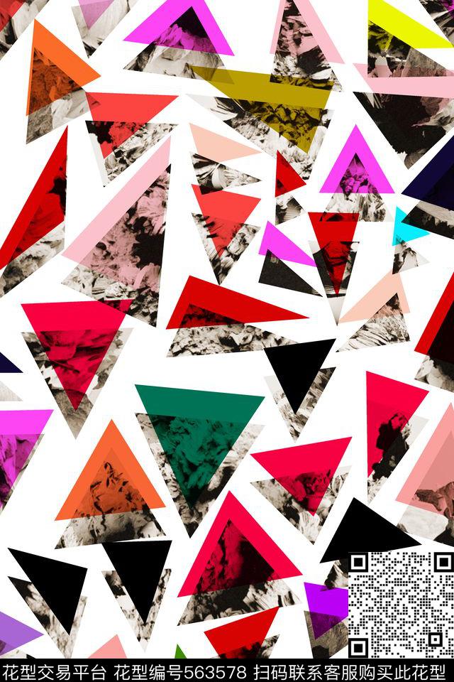几何花卉纯色底数码印花华亿平台下载（图片编号: 563578） - 瓦栏（Walan）