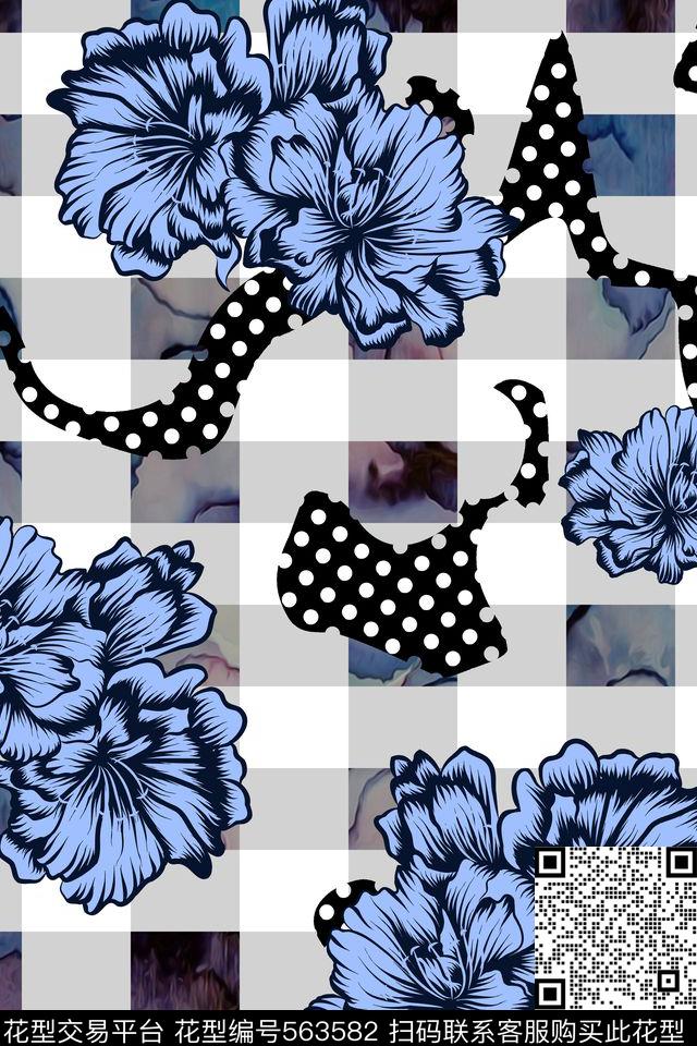 几何格子点子数码印花华亿平台下载（图片编号: 563582） - 瓦栏（Walan）