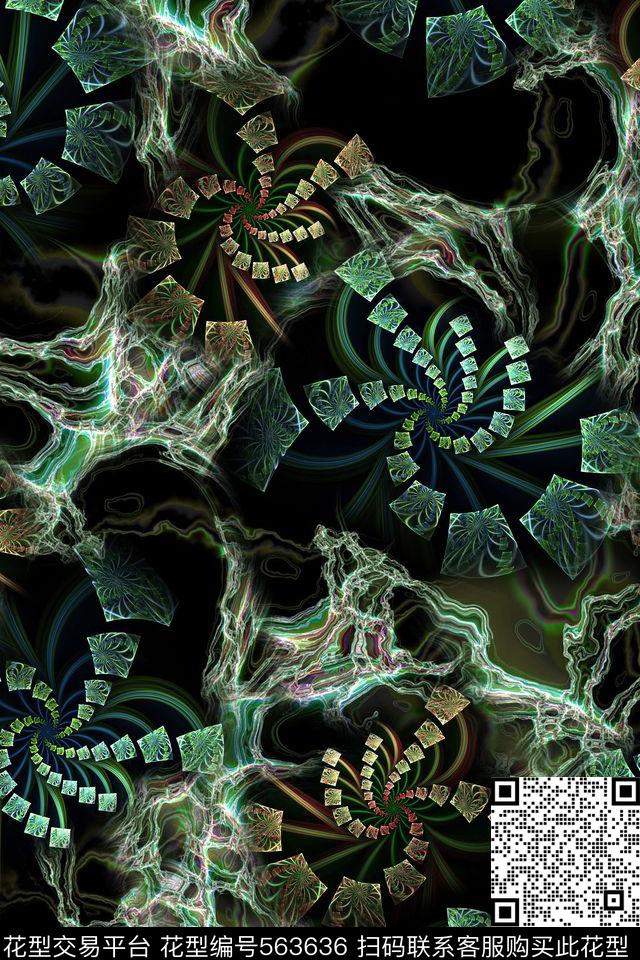 抽象分形纹理几何炫彩数码印花华亿平台下载（图片编号: 563636） - 瓦栏（Walan）