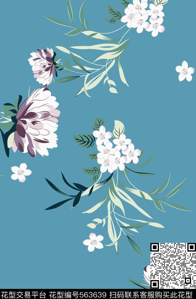 欧美花卉传统印花华亿平台下载（图片编号: 563639） - 瓦栏（Walan）