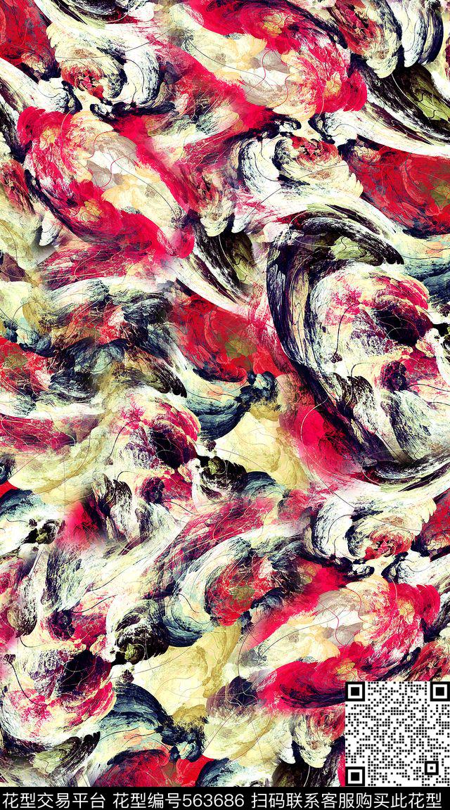 抽象大牌服装数码印花华亿平台下载（图片编号: 563686） - 瓦栏（Walan）