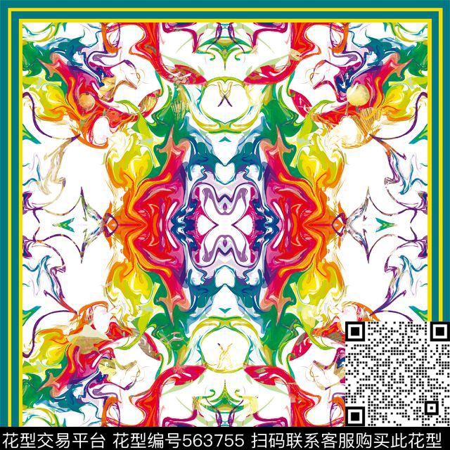 欧美大牌风格彩虹线条数码印花华亿平台下载（图片编号: 563755） - 瓦栏（Walan）