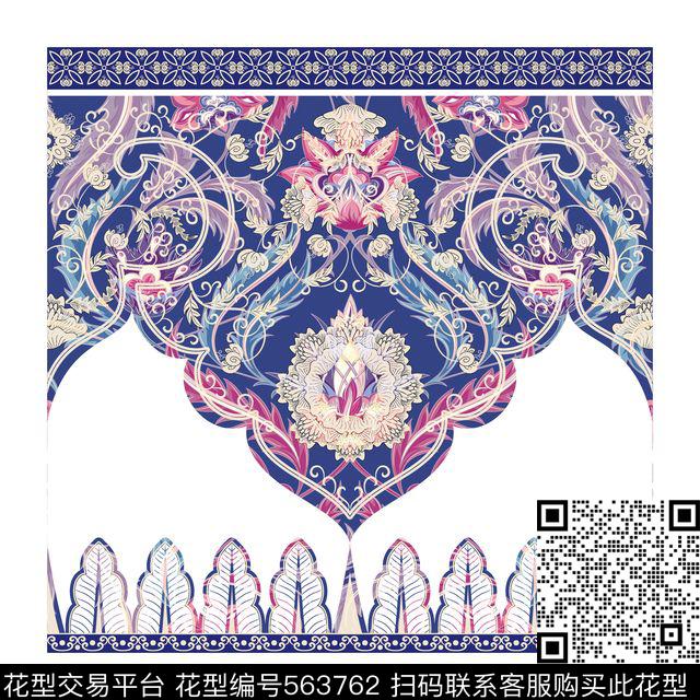 定位几何花卉传统印花华亿平台下载（图片编号: 563762） - 瓦栏（Walan）