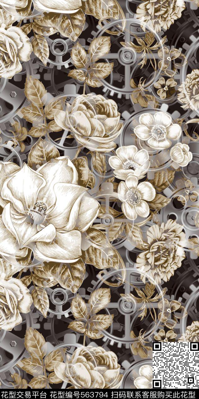 花卉金属老年服装花卉数码印花华亿平台下载（图片编号: 563794） - 瓦栏（Walan）