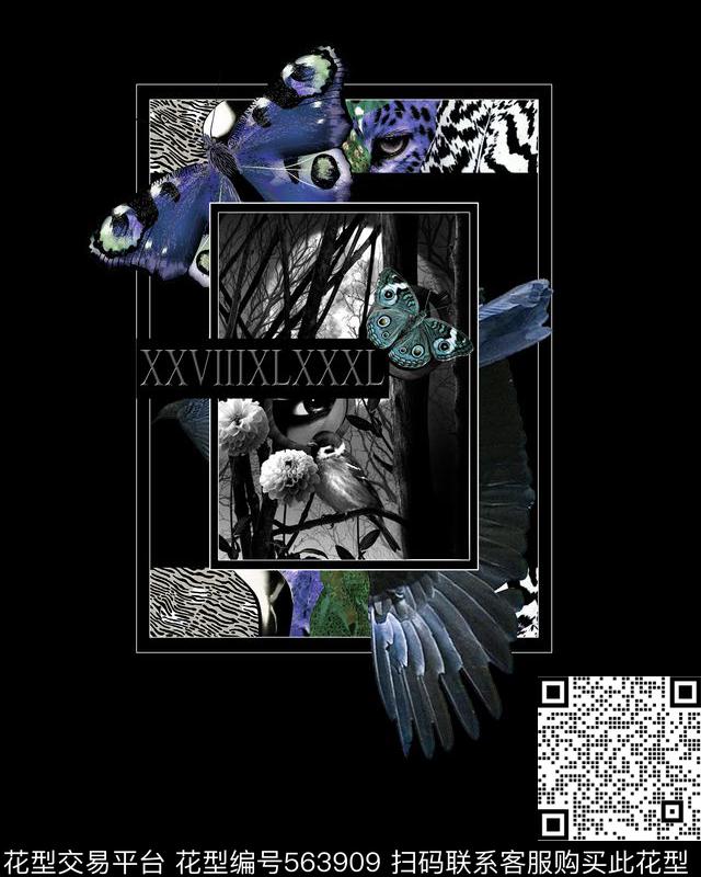 翅膀蝴蝶男装华亿平台数码印花华亿平台下载（图片编号: 563909） - 瓦栏（Walan）