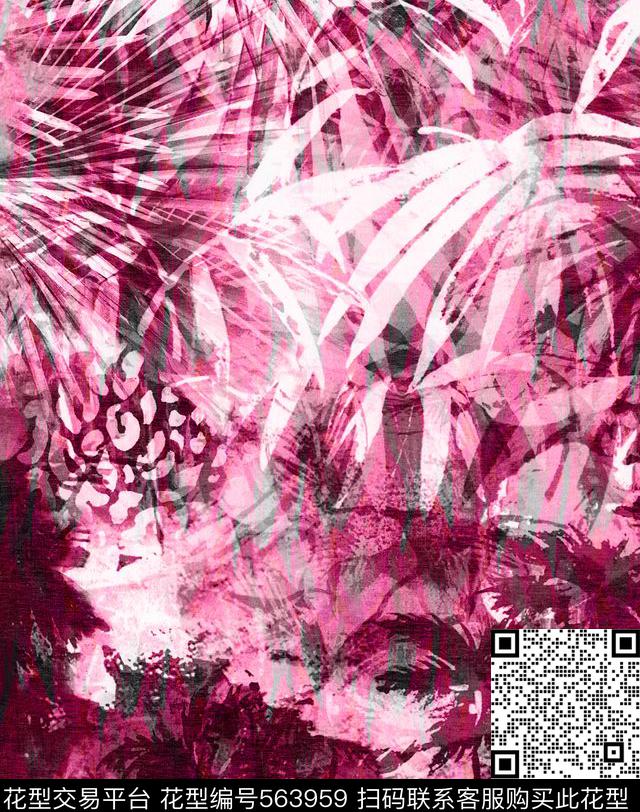 时尚酒红粉色数码印花华亿平台下载（图片编号: 563959） - 瓦栏（Walan）