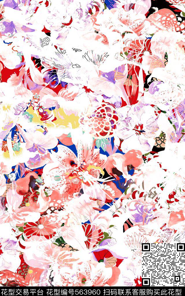 时尚白色剪纸数码印花华亿平台下载（图片编号: 563960） - 瓦栏（Walan）