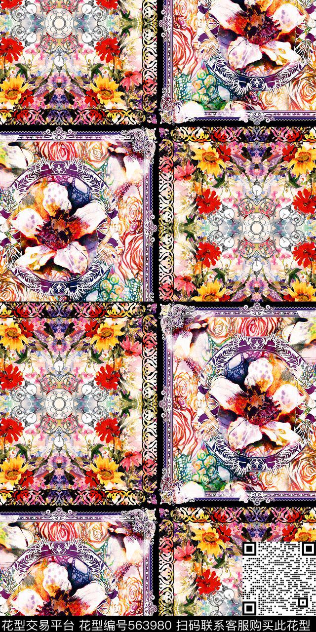 时尚手绘金属数码印花华亿平台下载（图片编号: 563980） - 瓦栏（Walan）