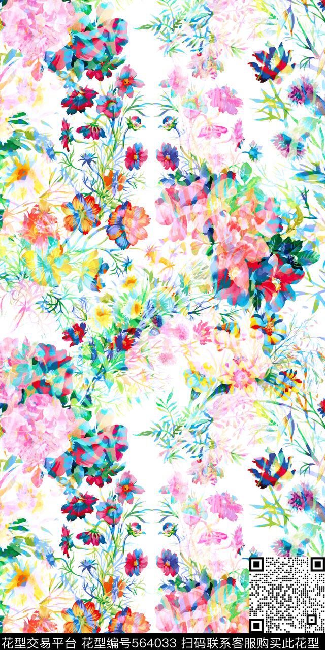 休闲小清新花卉数码印花华亿平台下载（图片编号: 564033） - 瓦栏（Walan）