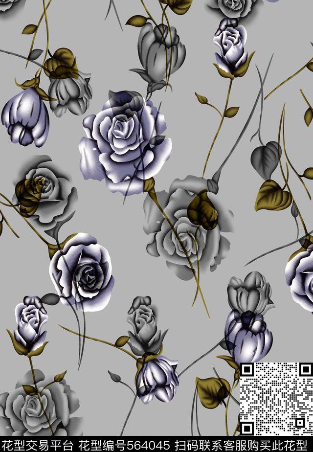 高清花卉数码印花欧美流行女装连衣裙数码印花华亿平台下载（图片编号: 564045） - 瓦栏（Walan）