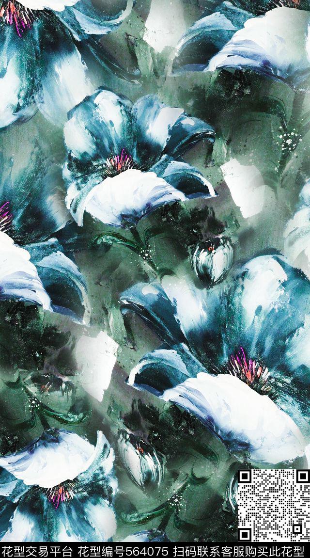 创意服装花卉数码印花华亿平台下载（图片编号: 564075） - 瓦栏（Walan）