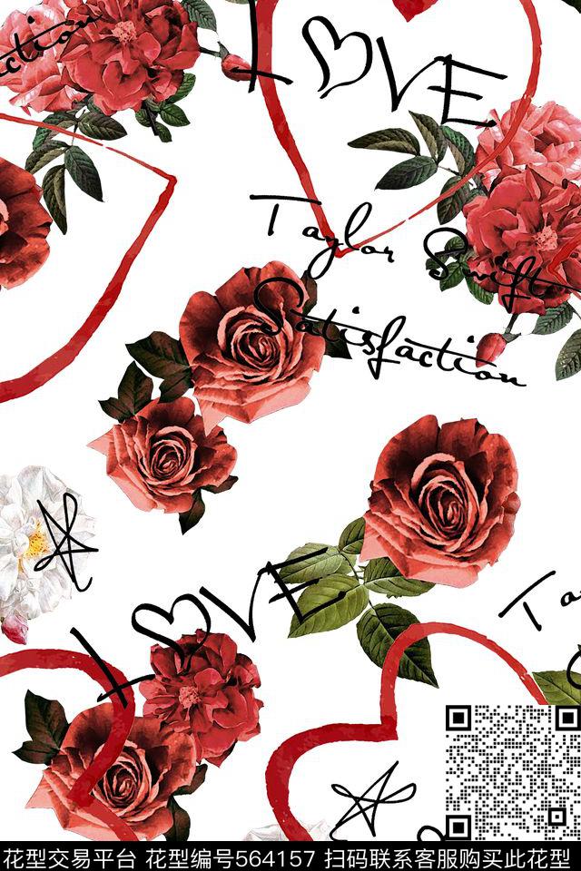时尚玫瑰字母爱心大牌外套数码印花华亿平台下载（图片编号: 564157） - 瓦栏（Walan）