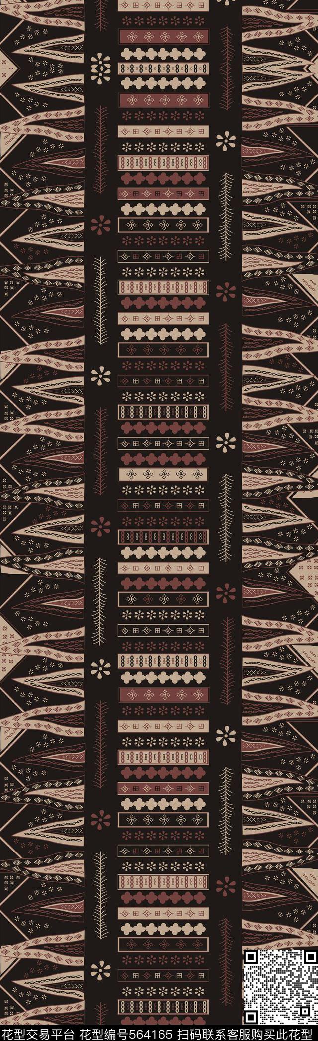 波西米亚几何形长丝巾传统印花华亿平台下载（图片编号: 564165） - 瓦栏（Walan）