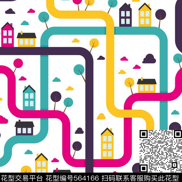 手绘彩色卡通迷宫图传统印花华亿平台下载（图片编号: 564166） - 瓦栏（Walan）