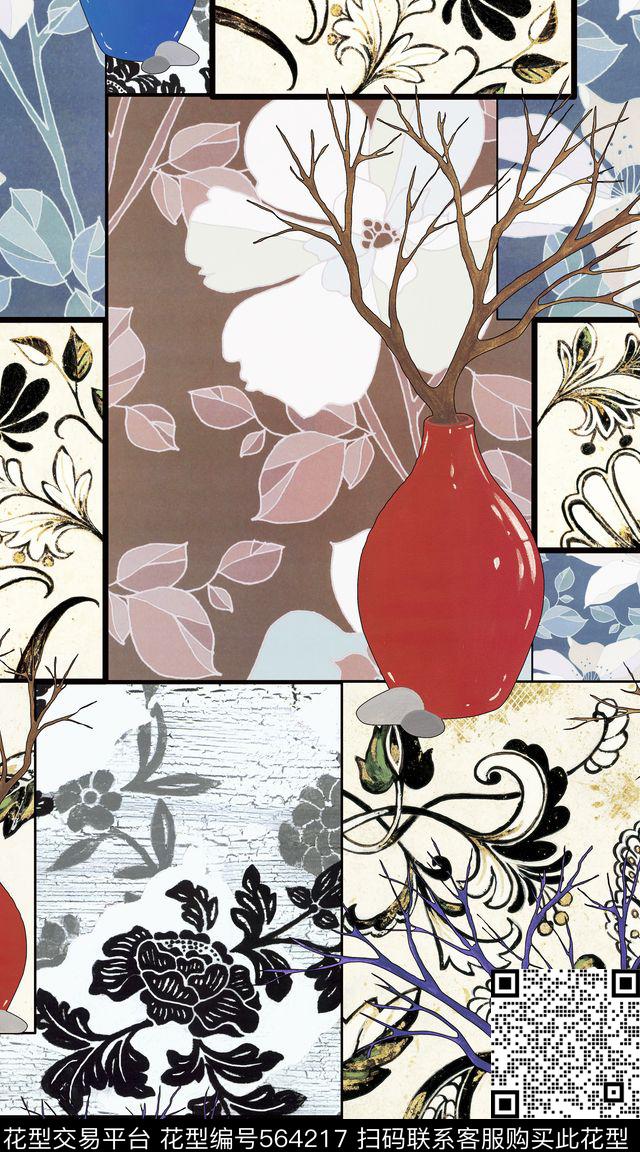 几何条纹花布数码印花华亿平台下载（图片编号: 564217） - 瓦栏（Walan）