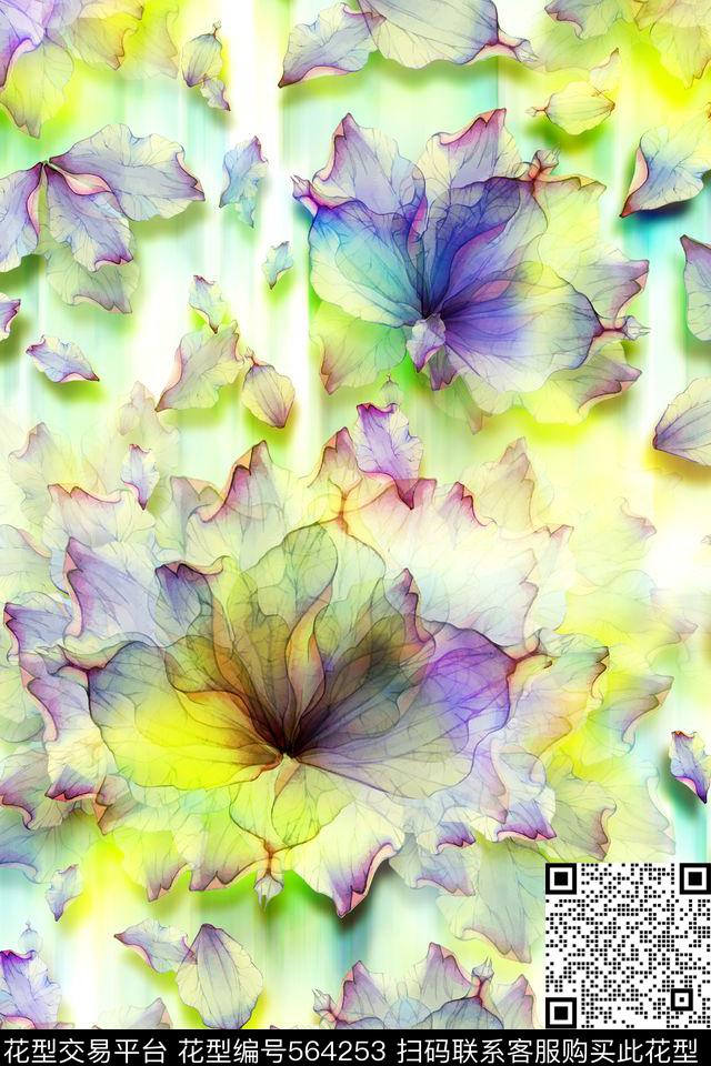 田园风滤色花卉罂粟数码印花华亿平台下载（图片编号: 564253） - 瓦栏（Walan）