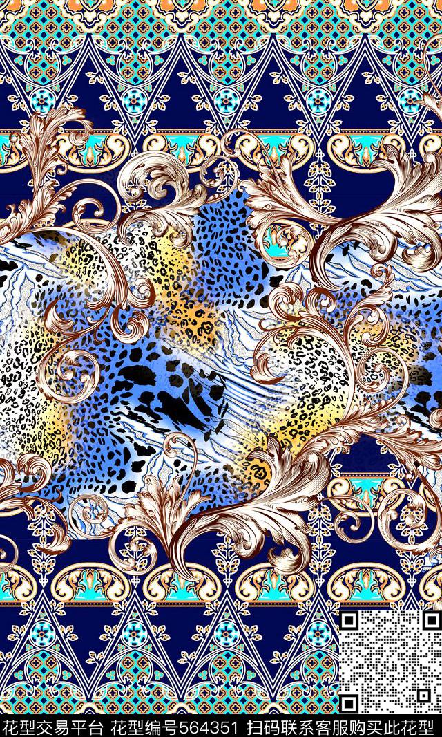 民族风欧式花纹豹纹数码印花华亿平台下载（图片编号: 564351） - 瓦栏（Walan）