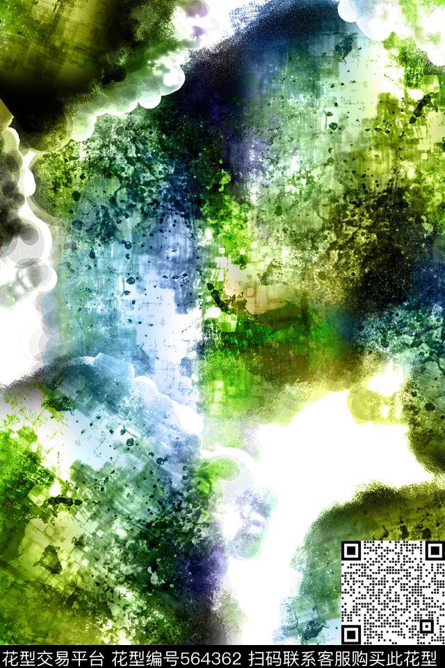 流行色彩彩墨数码印花华亿平台下载（图片编号: 564362） - 瓦栏（Walan）