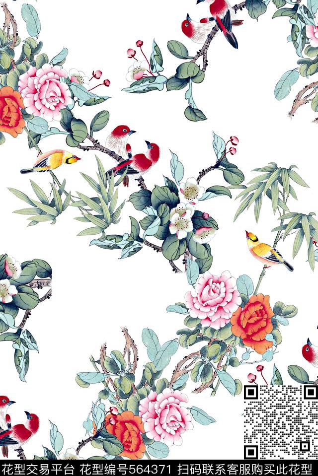 中国风水墨画满版女装印花数码印花华亿平台下载（图片编号: 564371） - 瓦栏（Walan）