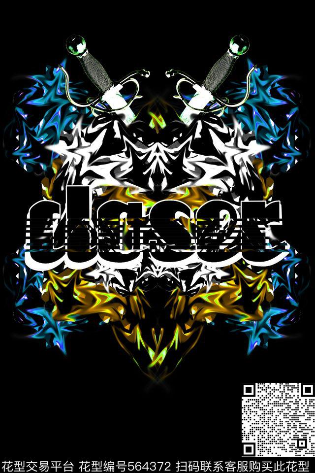 抽象金刚战士定位数码印花华亿平台下载（图片编号: 564372） - 瓦栏（Walan）