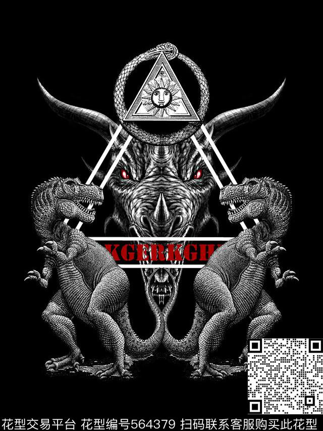 恐龙男装T恤男装衬衫图案数码印花华亿平台下载（图片编号: 564379） - 瓦栏（Walan）
