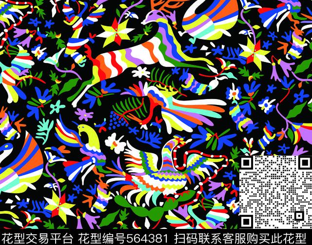 动物抽象小翠花传统印花华亿平台下载（图片编号: 564381） - 瓦栏（Walan）