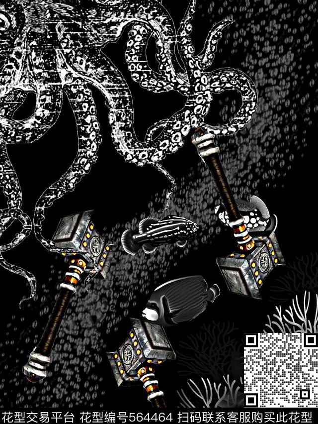 雷神之锤男装T恤男装衬衫图案数码印花华亿平台下载（图片编号: 564464） - 瓦栏（Walan）